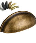 12 Pack Cup Pulls And Dresser Pulls In Brass Bronze Finish For Cabinets And Furniture, 3 Inch Hole Centers