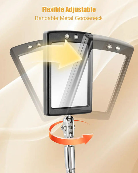 Inspection Mirror With LED Light And Magnetic Base For Auto Repair In Engine Bay 19.7 Inches Flexible 50cm Gooseneck For Hard To Reach Areas And Quick Vehicle Inspections, adjustable mirror head