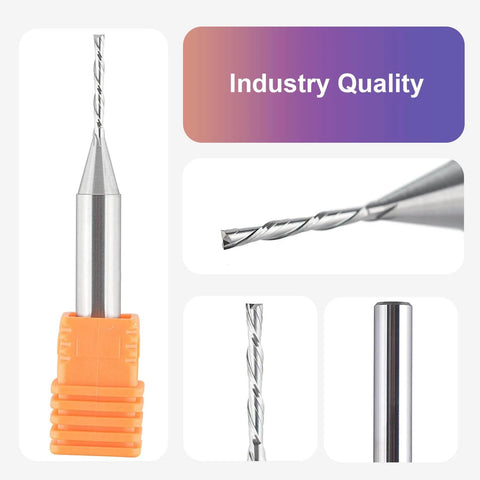 Down Cut Spiral Router Bit One Sixteenth Inch Cutting Diameter With One Quarter Inch Shank For Woodworking And CNC Routers Solid Carbide End Mill