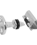 Heavy Duty 316 Stainless Steel Door Stopper With Polished Roller Design For Secure Fixation On Boats RVs Homes Yachts And Ships, showing stopper with black rubber ring.