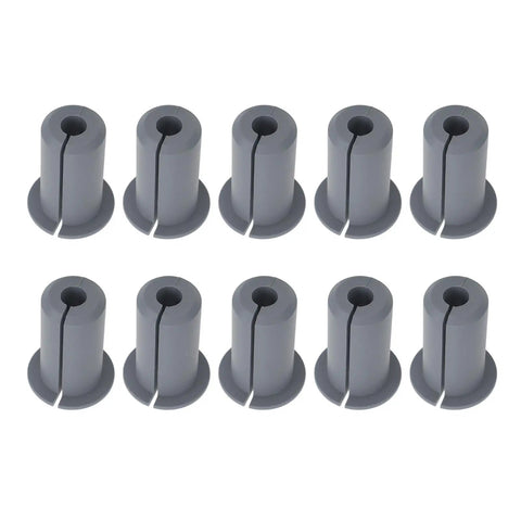 Top Rated 10 Pack Silicone Cable Feed Through Bushings Wall Grommet Kit For Series Wire Antenna Guard Indoor Protection Gray Perfect Snug Fit To Keep Your Gear Safe From Damage. 10 gray silicone wall grommets, front view