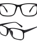 Fake Glasses With Clear Lenses Non Prescription Retro Rectangular Frames UV400 Protection For Men And Women front and side view