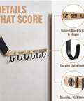 Premium Quality Top Tier Solid Wood Hockey Stick Wall Mounted Coat Rack Featuring Six Heavy Duty Hooks showcasing natural wood grain and hooks.