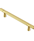 Ten Pack Gold Knurled Cabinet Pulls With 5 Inch Hole Centers 7 Inch Overall Length Brushed Brass Handles For Dresser Cabinets And Wardrobe