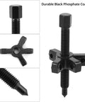 Detailed view of black phosphated drive screw for Beefy 3 Inch Gear Puller With 3 Reversible Jaws, Drop Forged Cr-V Steel, 3 Ton Capacity