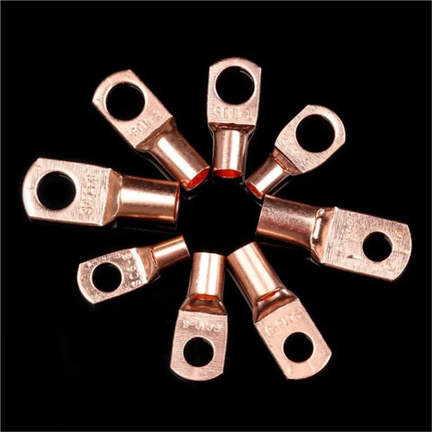 Get This Awesome 60 Piece Copper Wire Lug Connector Ring Kit SC6-25 Electric Crimp Terminal Set Perfect For Bare Cable With Secure Close End Pad Seal And Great Current Flow Capacity, copper ring lugs on black