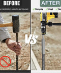 Comparison of manual hammering vs. using Ground Rod Driver For SDS Plus Rotary Hammer Bits 5/8 Inch And 3/4 Inch with a drill.