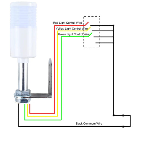 Three Color In One Layer Led Warning Light Tower With Steady Light No Buzzer L Style Base wiring diagram visible.