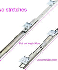 Full Extension Drawer Slides 2 Pack Silent Smooth Ball Bearing Rails with collision stop showing closed and extended lengths