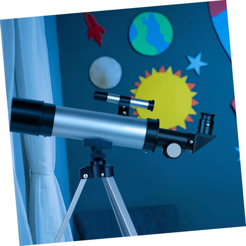 Adjustable Refractor Telescope With Tripod For Beginners And Adults Aluminum Alloy Space Telescope near window with planets decor