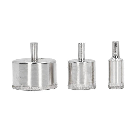 Top Tier Hole Saw Kit That Crushes Glass Tile And Ceramic With Ease Featuring Ten Pieces Ranging From 3mm To 50mm For Smooth Drilling And Home Repair Projects Without The Hassle. silver diamond hole saw bits for glass and ceramic, three sizes