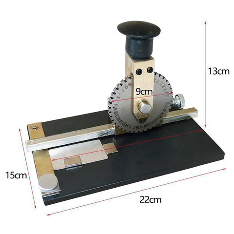 Durable Manual Metal Stamping Machine For Aluminum Brass Plates, compact handheld tool for letter and number imprints.
