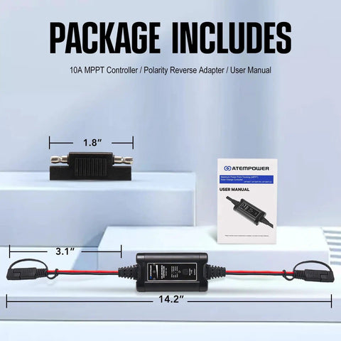 10A MPPT Solar Charge Controller 12V 24V Portable Intelligent Regulator With LED Indicator package contents displayed