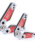 Front view of two LISHUAI adjustable welding magnet clamps, metal with red labels, 20°–200° range