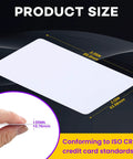 Top Shelf Blank PVC Cards CR80 Size White Plastic Zero Gripes Printing On Every Mainstream ID Badge Machine Thirty Mil Thick, showing dimensions 3.35in x 2.12in.