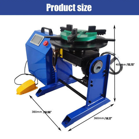 Build Tough Rotary Welding Positioner With Plug And Play Plc Touchscreen 50 Kg Capacity and dimensions labeled 400mm height 380mm width.