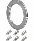 Heavy Duty Hose Clamp Roll Kit With Adjustable Metal Bands And Worm Gears For Custom Sizing, Secure Grip On Silicone Hoses And PVC Pipes, Ultimate Band Fittings Strap Solution For Auto Repair And Plumbing Jobs; stainless steel roll with 6 clamps