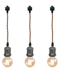 Brown Twisted Rope Wire Pendant Light With H Type Track Design, Pearl Black Mini Base, Retro Style Fixture over kitchen sink