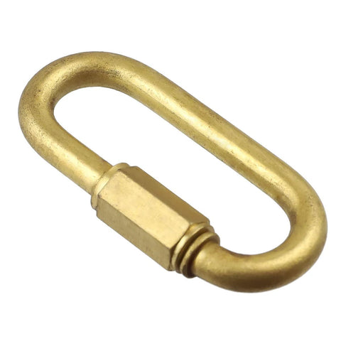 Brass Quick Links D Shape Screw Locking M4 5/32 Inch for boating, camping, rigging, and outdoor use, marine grade corrosion resistant.
