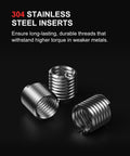 Three stainless steel inserts from M10x1.25 Helicoil Thread Repair Kit With HSS Drill Bit Tap And Stainless Inserts For Suspension Cylinder Head And Heavy Machinery One Stop Fix To Bring Stripped Threads Back To New