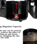 Interior view of Heavy Duty Roofing Nailer showing large magazine capacity for 15 Degree Wire Collated Nailing.