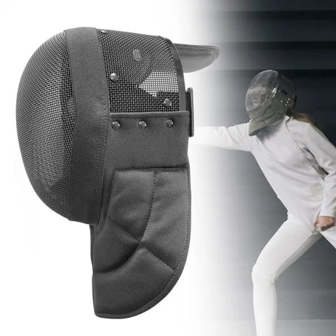 Fencing Mask Headgear With Full Face Shield Ventilated And Lightweight, profile view showing mesh design and padded chin