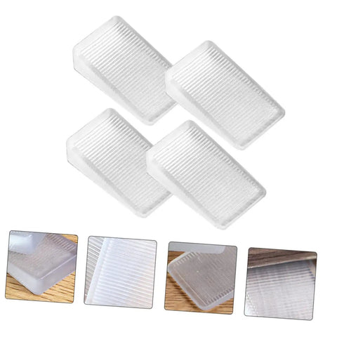 4 clear plastic 36 Piece Stackable Furniture Shims And Sofa Levelers for leveling wobbly floors and appliances.