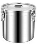 Knockout 26 Gallon Airtight Bulk Food Storage Bucket Rock Solid 304 Stainless Steel Canister with secure locking lid.