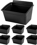 6 Pack Slat Wall Bins Durable Plastic Storage Bins For Workshops And Retail Stores, black stackable containers shown
