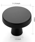 Matte Black One And A Quarter Inch Drawer Knobs Set Of 30 Solid Round Cabinet Knobs For Kitchen Cabinets And Dressers Durable Cupboard Hardware Easy Grip Modern Farmhouse Finish Ideal Drawer Pulls For Any Room, showing dimensions