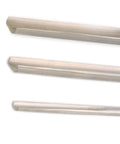Pro Grade Three Piece Spindle Gouge Set For Woodturning Built Tough For Heavy Duty Cuts With Rock Solid Beech Handles showing smooth beech handles.