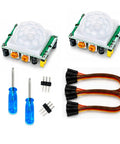 Two Pack PIR Motion Sensor Module With Adjustable Sensitivity And Delay For Your Arduino Setups 5V DC Green PCB with cables and pins