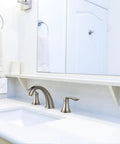 Widespread Brushed Nickel Bathroom Sink Faucet With Three Hole Install Durable Ceramic Valve Easy Install Stainless Steel Pop Up
