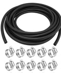 5/8-inch black high-pressure fuel transmission hose (10 ft) with 10 stainless steel hose clamps