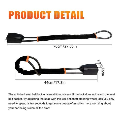 Universal Seventeen Inch Steering Wheel And Seat Belt Lock dimensions and details illustration