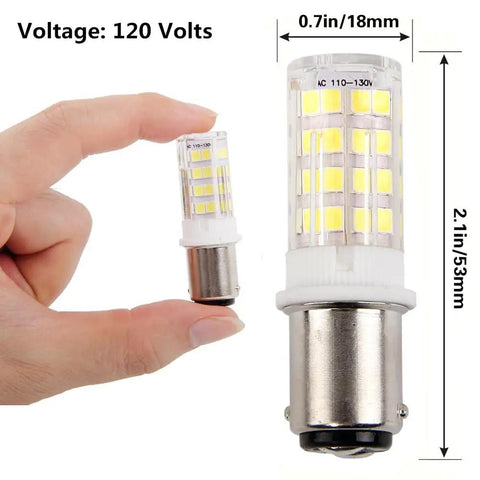 4 Pack Ba15d LED Bulbs 120V 5W Daylight White 6000K For Sewing Machine Plug And Play Energy Saving Replacement, Non Dimmable, Easy Install, Bright Task Lighting For Crafting And Sewing Projects. BA15D LED bulb, 0.7in x 2.1in, 120V