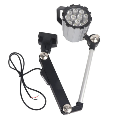 Sungooyue 24V Led Work Light, 12 Watt Machine Lamp With Foldable Telescopic Arm And Aluminum Shell. Ip67 Oilproof Design features a round light head.