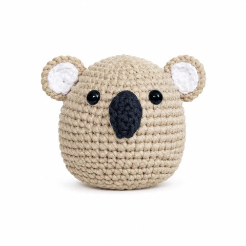 Crocheted koala amigurumi from Beginner Crochet Kit For Amigurumi Lovers, All In One Starter Set With Yarn, Crochet Hook, Needle.