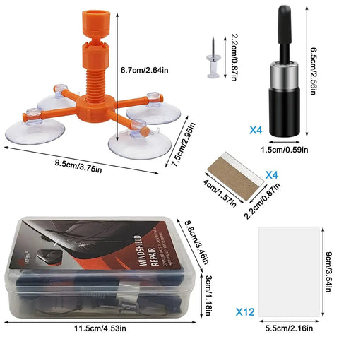 Windshield Crack Repair Kit 4 Piece Set For Chips And Cracks Car Glass Repair No Mixing Required Quick Fix In 20-30 Minutes