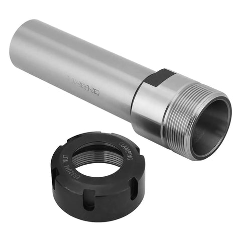Heavy Duty 100mm Straight Shank Extended Collet Chuck Holder Made From Premium Chrome Molybdenum Alloy Steel For CNC Milling, showing collet and holder.