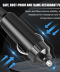 Close-up of the Beefy 150W Car Power Inverter 12V DC To 110V AC Converter plug showing durable flame-retardant material.