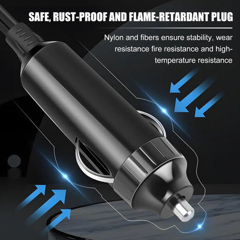 Close-up of the Beefy 150W Car Power Inverter 12V DC To 110V AC Converter plug showing durable flame-retardant material.