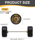 8 Piece 1/64 Scale Wheels And Tires Set With Real Riders Rims And Axles For RC Diecast Cars, gold 10 spoke design, size details