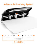 Semi Adjustable Three Hole Punch For Busy Desks 30 Sheet Capacity Black Heavy Duty Paper Punch For Quick Clean Holes Ideal For Pre Punching Letter Size Pages For 3 Ring Binders And Everyday Office Tasks.