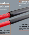 Comparison of 4:1 adhesive-lined vs 2:1 heat shrink ratios for Heat Shrink Tubing Kit With Four To One Ratio Six Sizes 258 Piece Pro Grade Marine Adhesive Lined Waterproof Industrial Tubing Black For Electrical Wiring Projects.