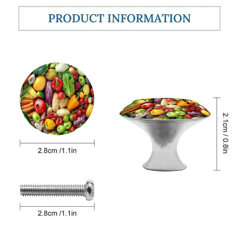 Heavy Duty Solid Stainless Steel Round Cabinet Knobs And Drawer Pull Handles With Screws 2 Pack Premium Rust Resistant Kitchen Bathroom Hardware Built Like A Tank with colorful fruit design, size 2.8cm