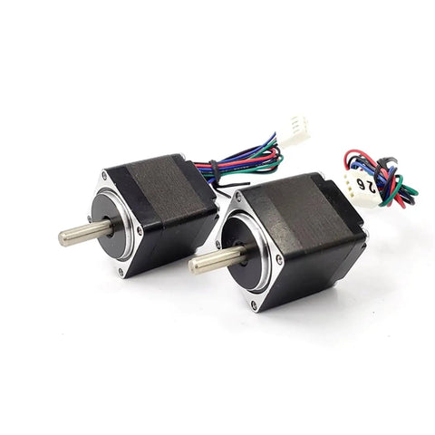 1.8 Degree Nema 11 Stepper Motor 28x28mm Frame With 5mm Shaft 2 Phase 4 Wire Hybrid Stepping Motor Ideal For 3D Printers CNC Machines And Automation Today, two black motors with wires