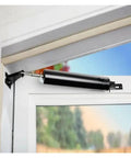 Soft Close Door Closer For Wooden Interior Doors With Cushion Buffer Low Noise Operation Fits Most Wood Interior Doors Replacement Hardware Brown Finish Hassle Free Easy Install showing installed mechanism in a white door frame.
