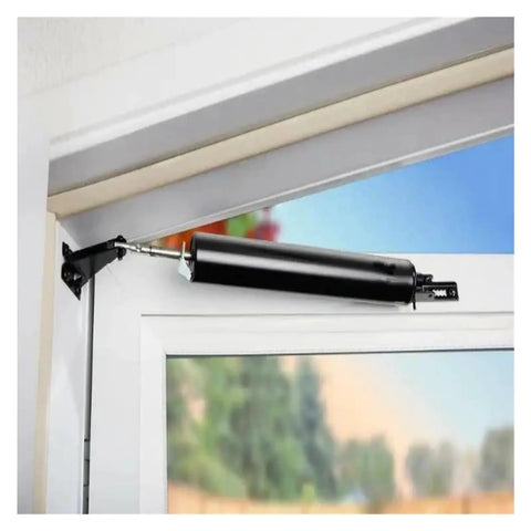 Soft Close Door Closer For Wooden Interior Doors With Cushion Buffer Low Noise Operation Fits Most Wood Interior Doors Replacement Hardware Brown Finish Hassle Free Easy Install showing installed mechanism in a white door frame.