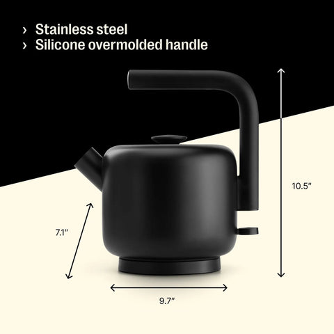 Side view of Electric Kettle 1.5 Liter Capacity In Sleek Stainless Steel, Modern Twist On Stovetop Style That Is Game Changing For Quick Brews